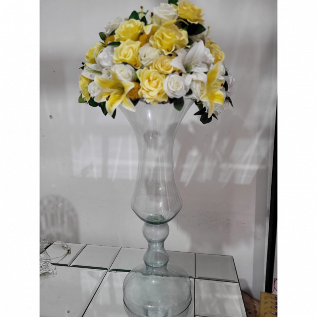 ANFORA DE VIDRO 70CM A BOCA 26CM - não inclui flores