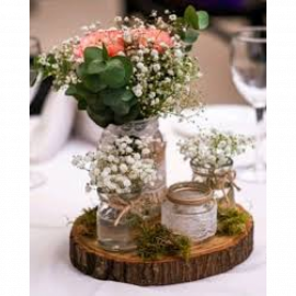 Centro de mesa boda rústica  Centros de mesa para boda, Boda con velas,  Centros de mesa con troncos