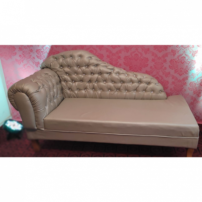 RECAMIER DIVA SOFA BEGE BRILHANTE CAPITONE STRASS 1,7M