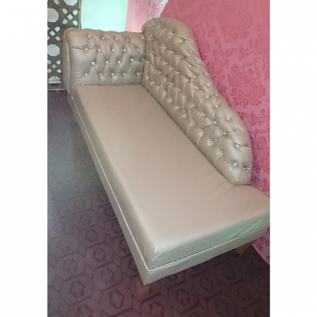 RECAMIER DIVA SOFA BEGE BRILHANTE CAPITONE STRASS 1,7M