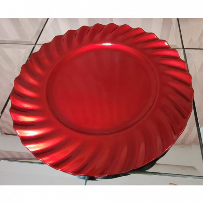 SOUSPLAT PLASTICO VERMELHO ONDAS 33CM