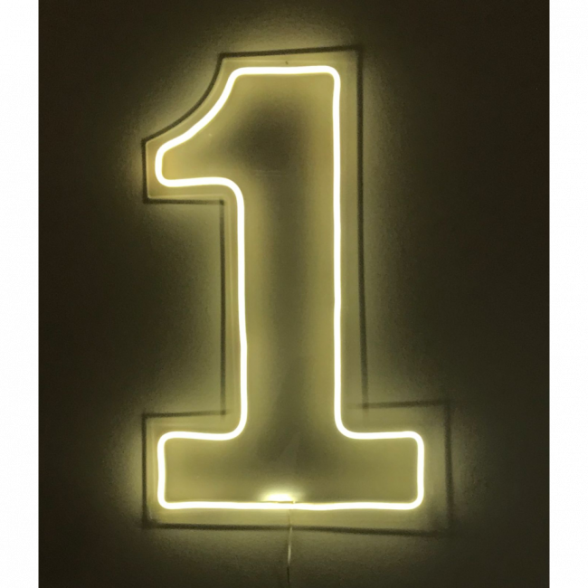 LUMINOSO NEON NÚMERO 1 BRANCO QUENTE (60A X 38L)