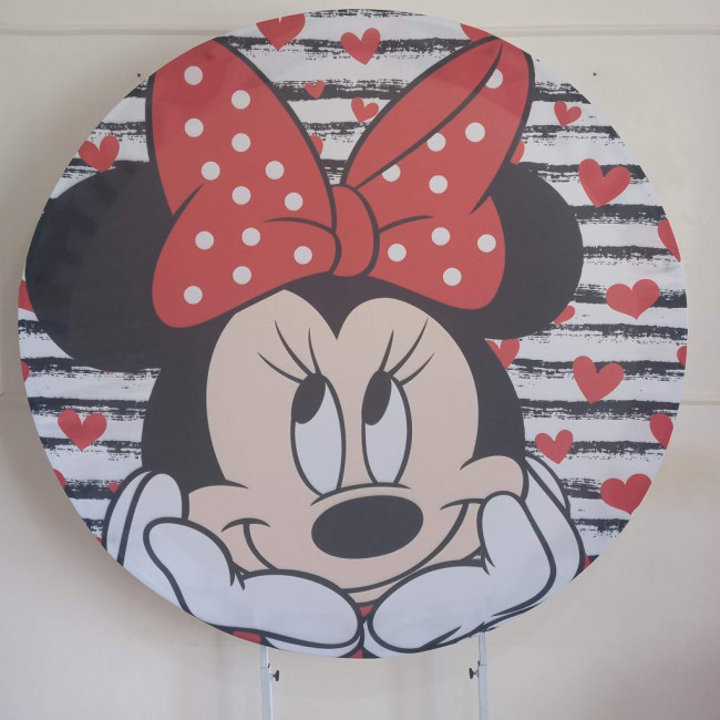 Painel Redondo Sublimado Minnie Vermelha com elástico 1,5m