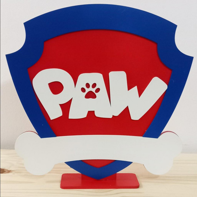 Temático- PAW Patrulha Canina Brasão MDF 3D