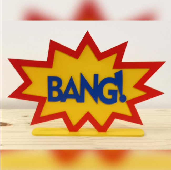 Temático Heróis-  BANG! em Display Pintado MDF 3D