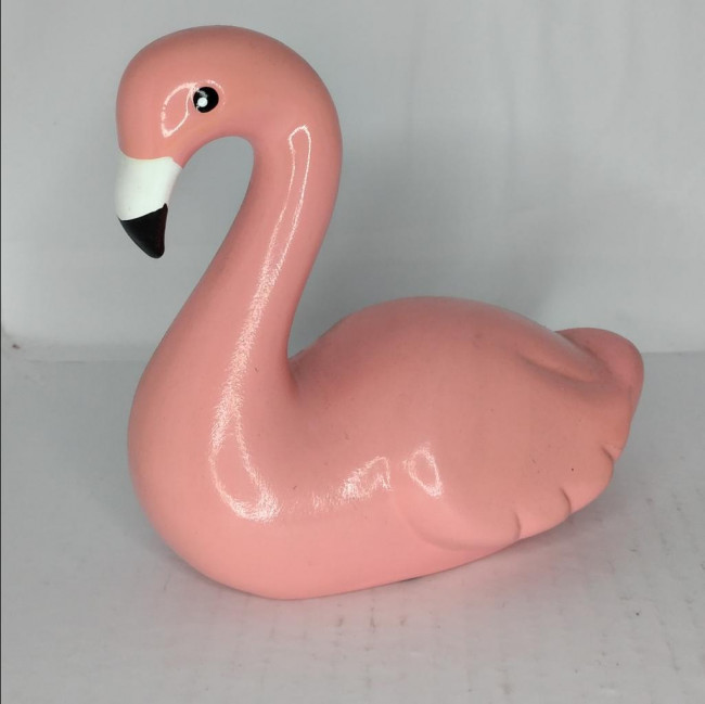 FLAMINGO DE LOUÇA ROSA CLARO