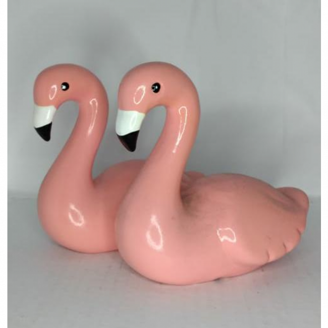 FLAMINGO DE LOUÇA ROSA CLARO