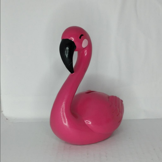 FLAMINGO DE LOUÇA ROSA ESCURO P