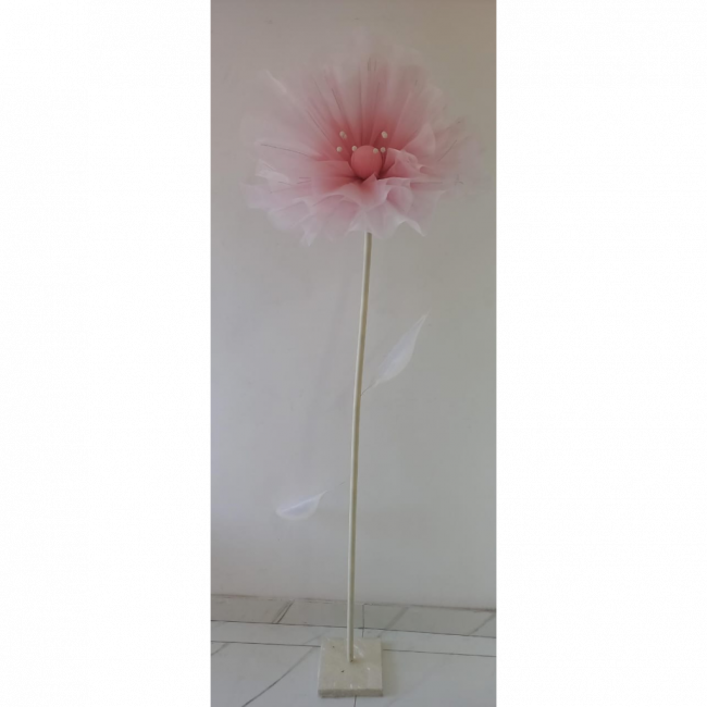 FLOR DE ORGANZA ROSA CLARO COM  ASTER