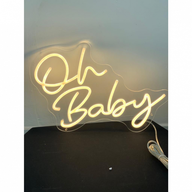 LETREIRO NEON LED OH BABY BRANCO QUENTE