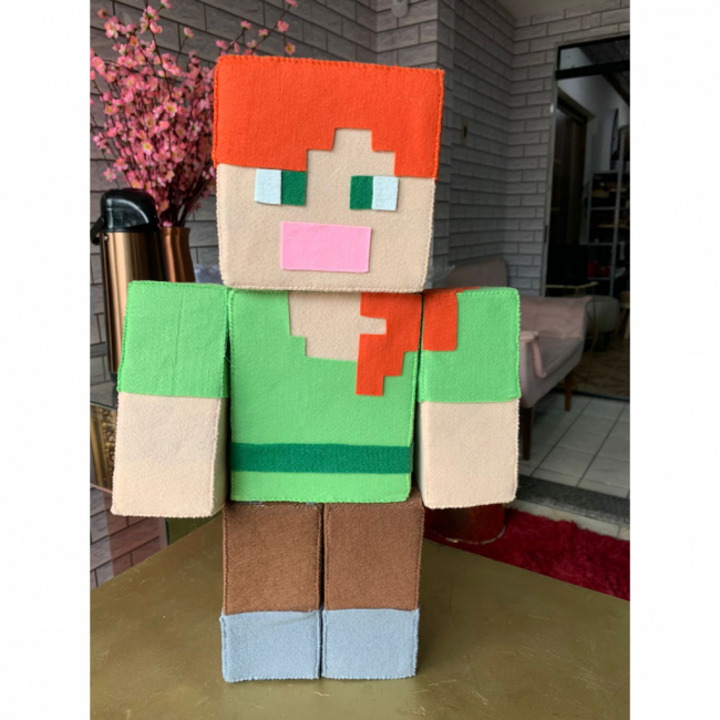 PERSONAGEM BONECA ALEX MINECRAFT DE FELTRO