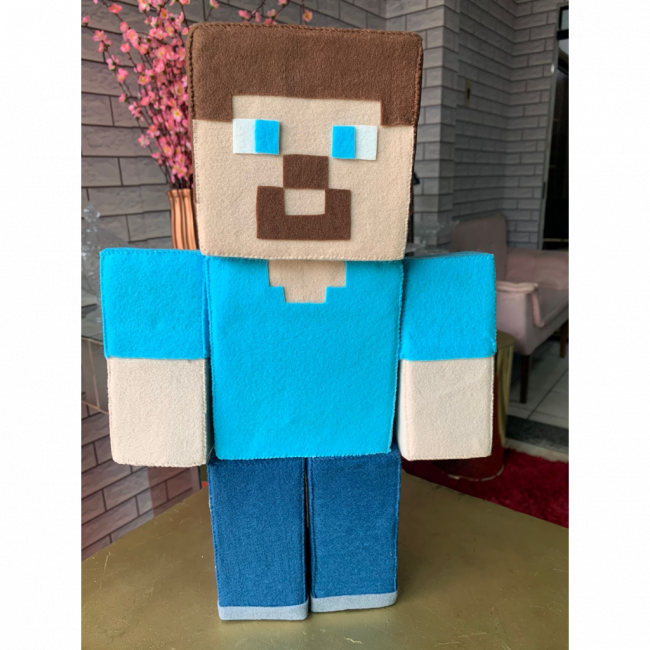 PERSONAGEM BONECO  MINECRAFT DE FELTRO