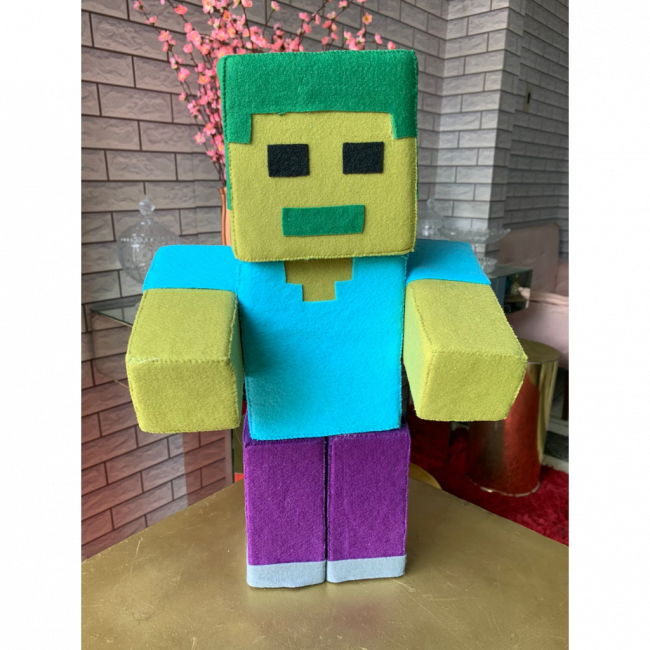 PERSONAGEM ZOMBIE MINECRAFT DE FELTRO