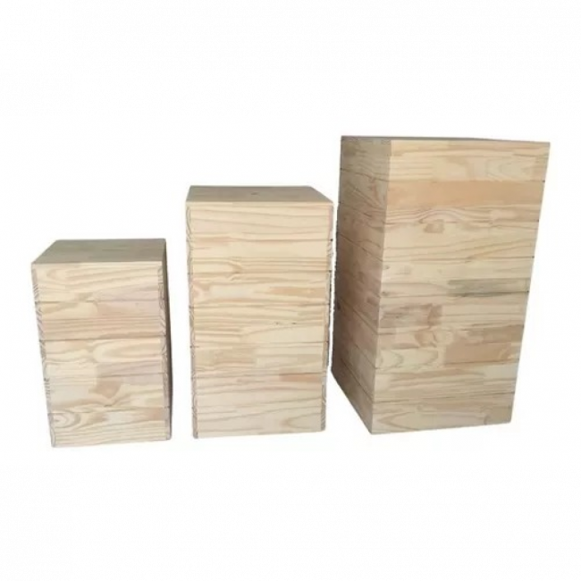 TRIO CUBO MADEIRA CLARO (RUSTICO)