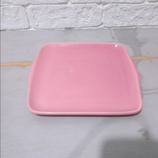 BANDEJA CERAMICA QUADRADA ROSA