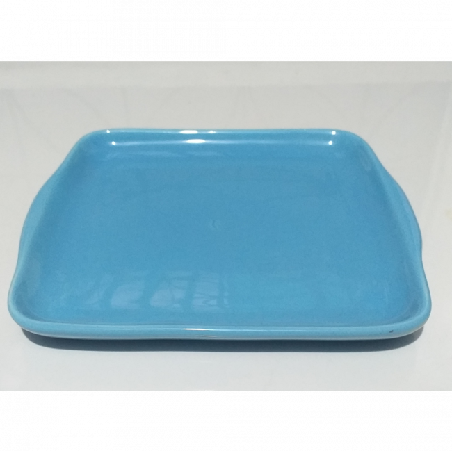 BANDEJA QUADRADA CERAMICA AZUL CELESTE