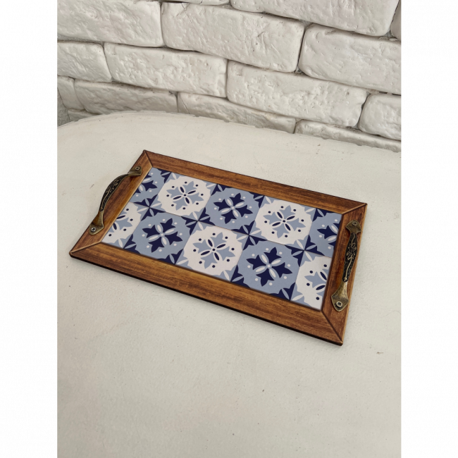 Bandeja rústica com estampa azulejo portugues (Grécia /limão siciliano)30x18