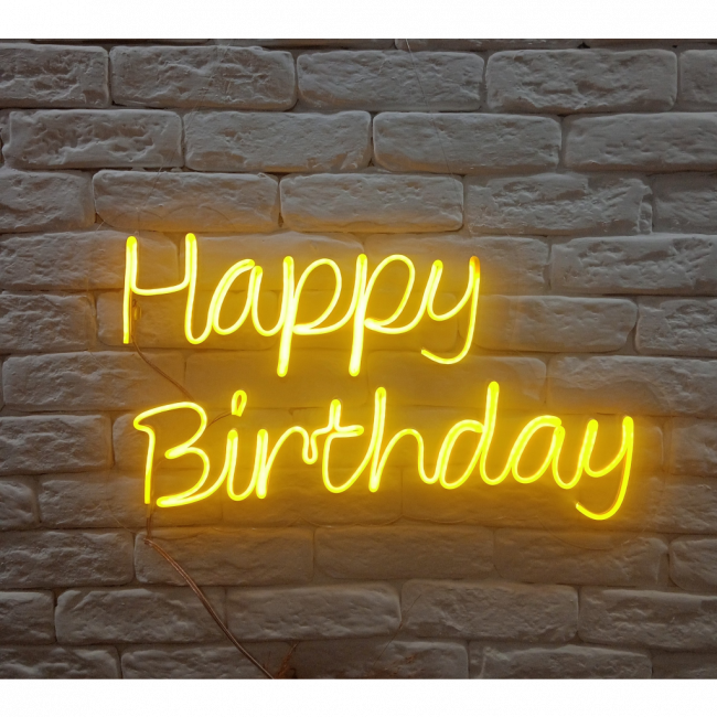 LETREIRO NEON HAPPY BIRTDAY 60x40