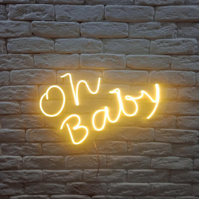 Letreiro neon oh baby branco quente 55x30