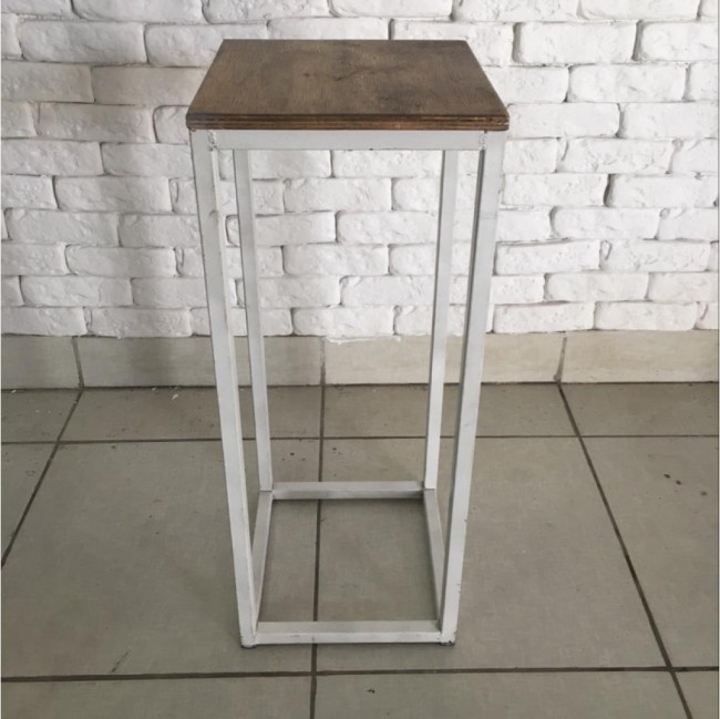 MESA CUBO BRANCA TAMPO CASTANHA M 70cm