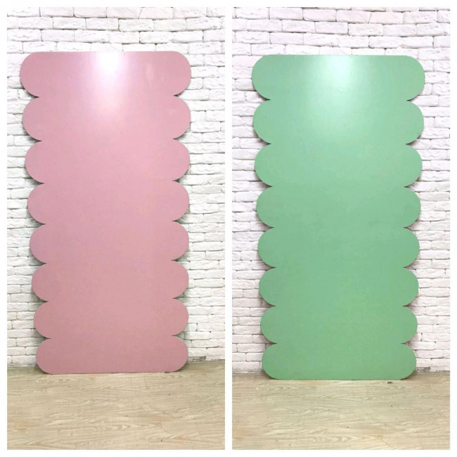 Painel babado rosa seco / verde  2x1m