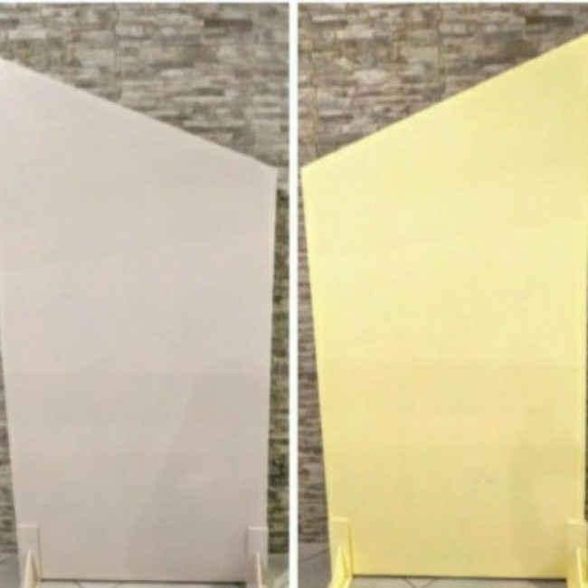 Painel descontruído amarelo/bege frente e verso (lado direito) 1,60x1,00x2,00
