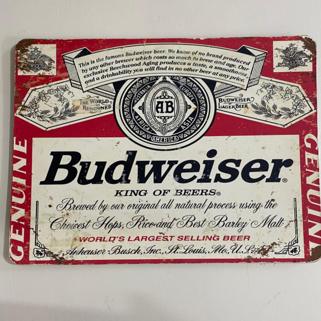 Placa decorativa bar Budweiser  29x39 (boteco)