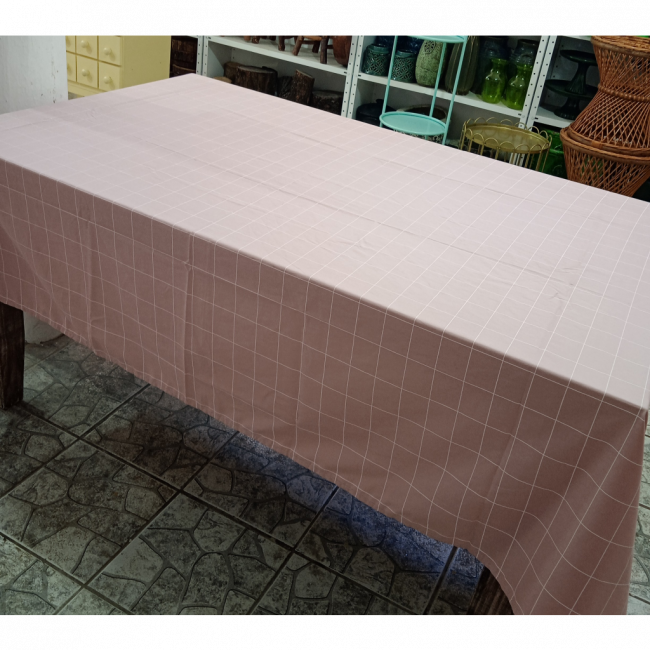 Toalha de mesa grid rosa 1,5x2,5