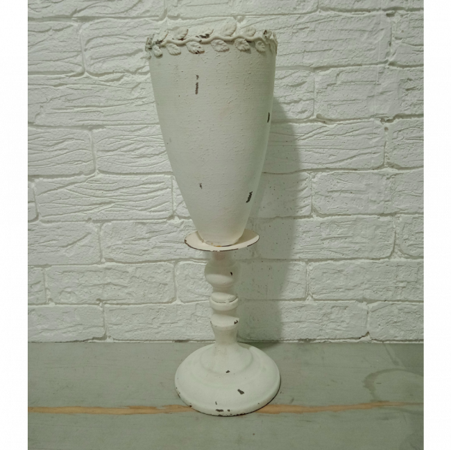 VASO BRANCO FOLHAS BORDA 40x14