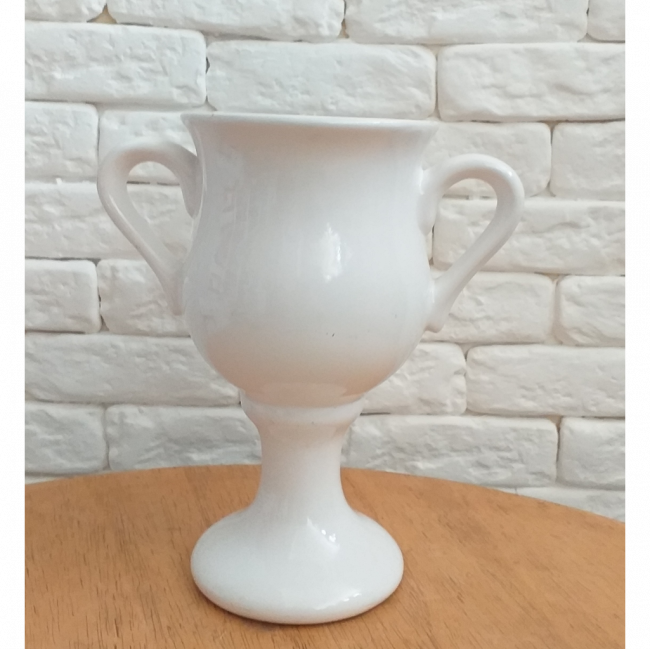 Vaso Cerâmica Branco com Alça 28x27