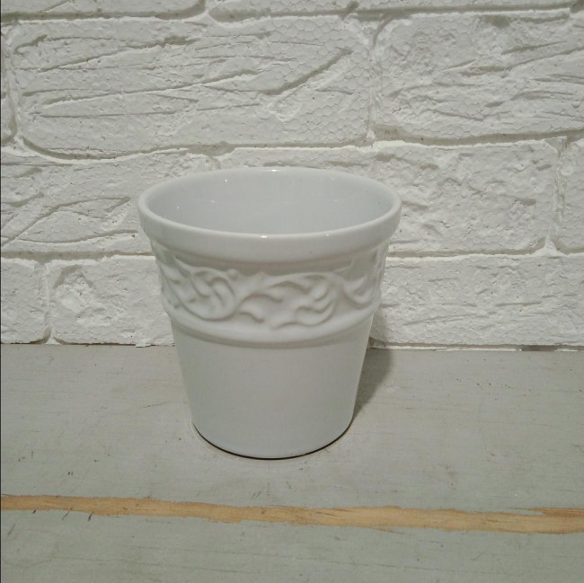 VASO CERAMICA BRANCO FAIXA PROVENÇAL