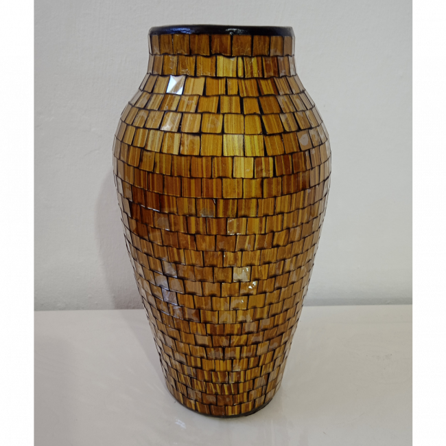 VASO CERAMICA DOURADO MOSAICO CUMARU 38x9