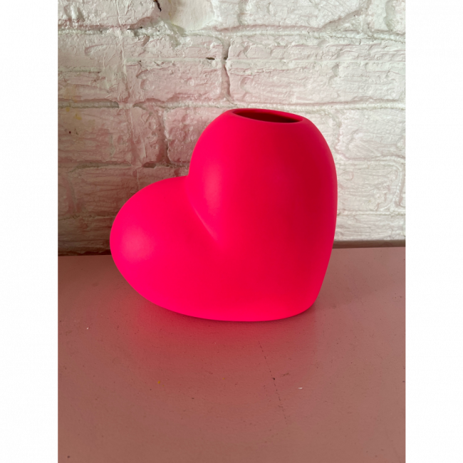 Vaso coração rosa pink neon 17x17