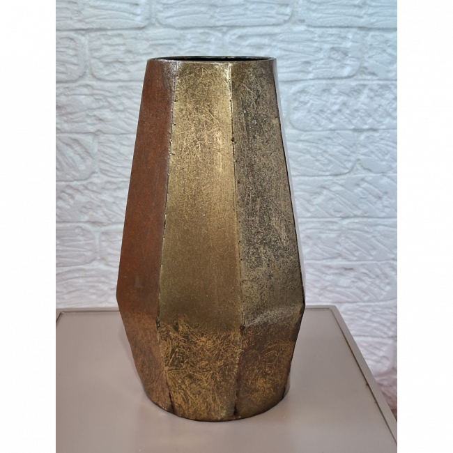 Vaso geométrico metal dourado 30x20