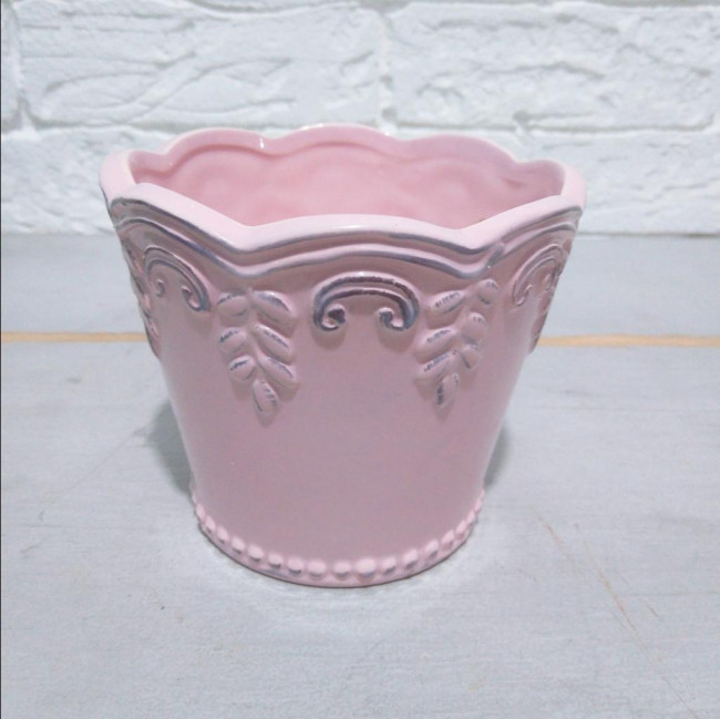 VASO PROVENÇAL CERAMICA ROSA M COM AVARIA