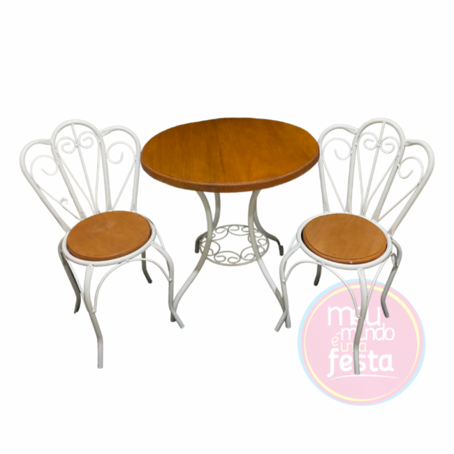 Conjunto Mesa ferro com duas cadeirinhas de ferro