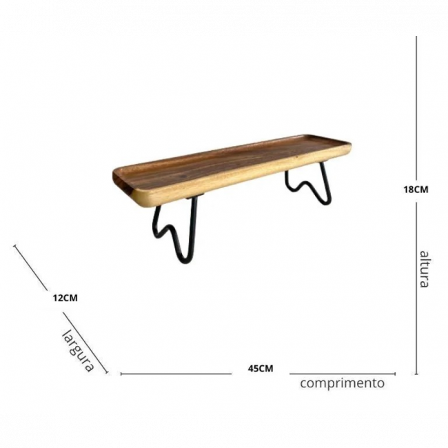 Bandeja Com Pé Madeira Rustica Retangular  123126