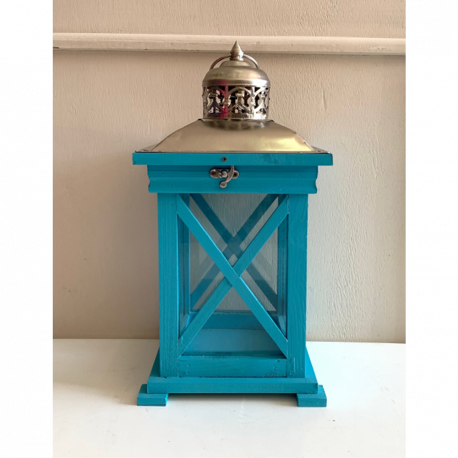 Lanterna X Quad Azul Tiffany/Inox P