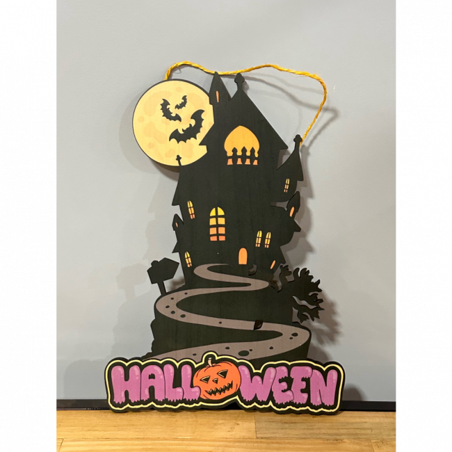 Placa Halloween Castelo