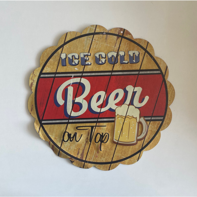 Placa Metal Ice Cold Beer 30 cm