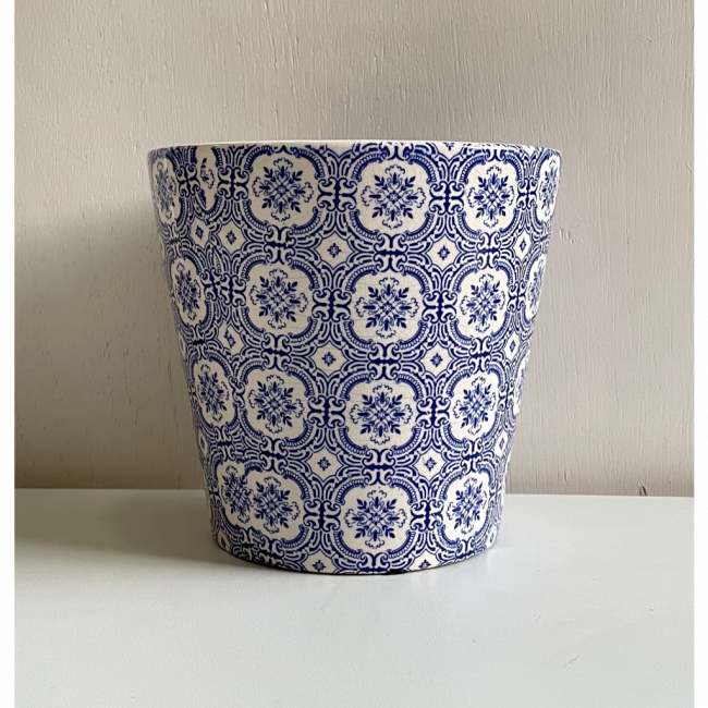 Vaso Arabesco Azul/Branco G