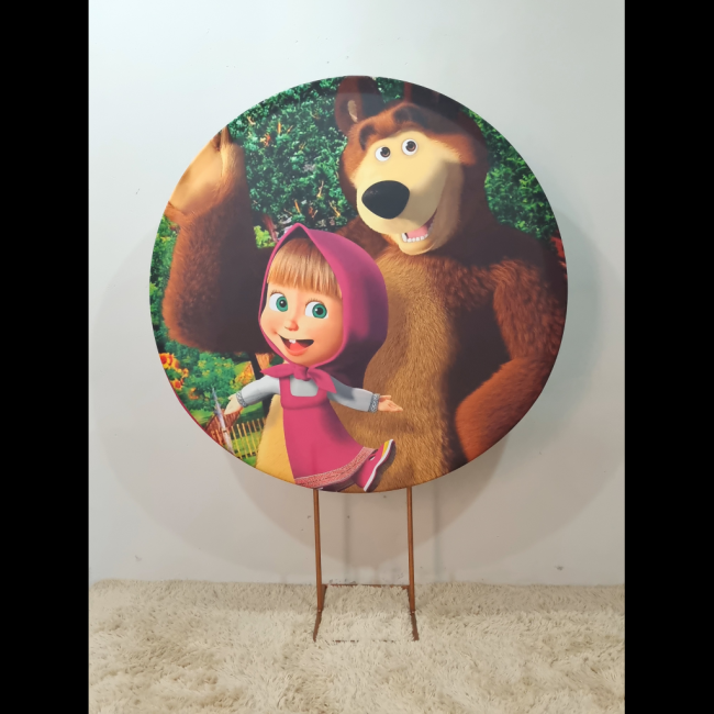 Painel sublimado redondo masha e o urso