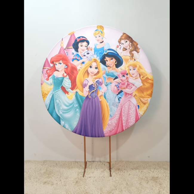 Painel sublimado redondo princesas