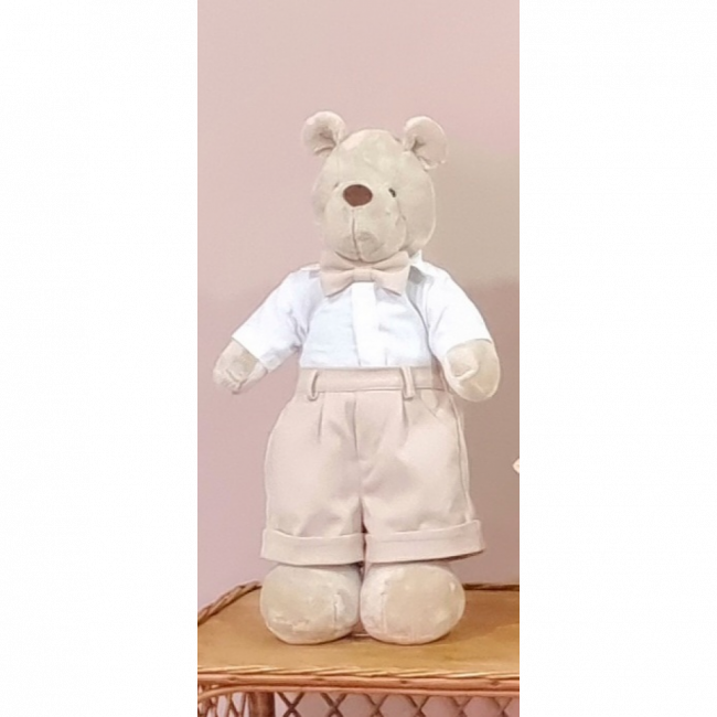 Urso pelúcia bege e branco