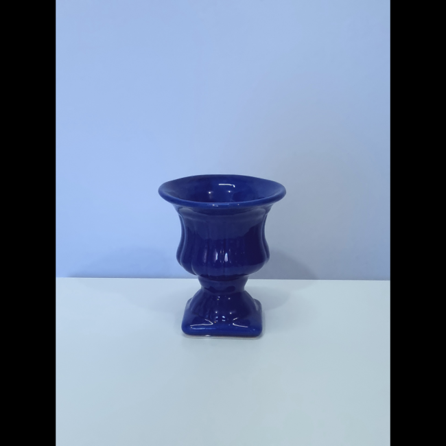 Vaso cerâmica azul royal