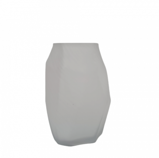 VASO EM VIDRO BRANCO LEITOSO GEOMETRICO