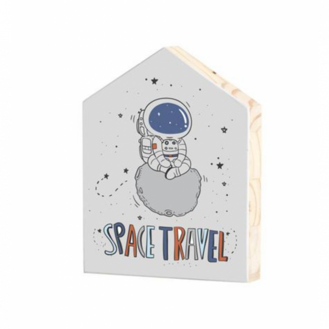 Casinha Space Travel, estampa astronauta, em mdf