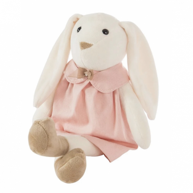 Coelha de pelúcia, vestido rosa (30cm A) (Coelho par à parte)