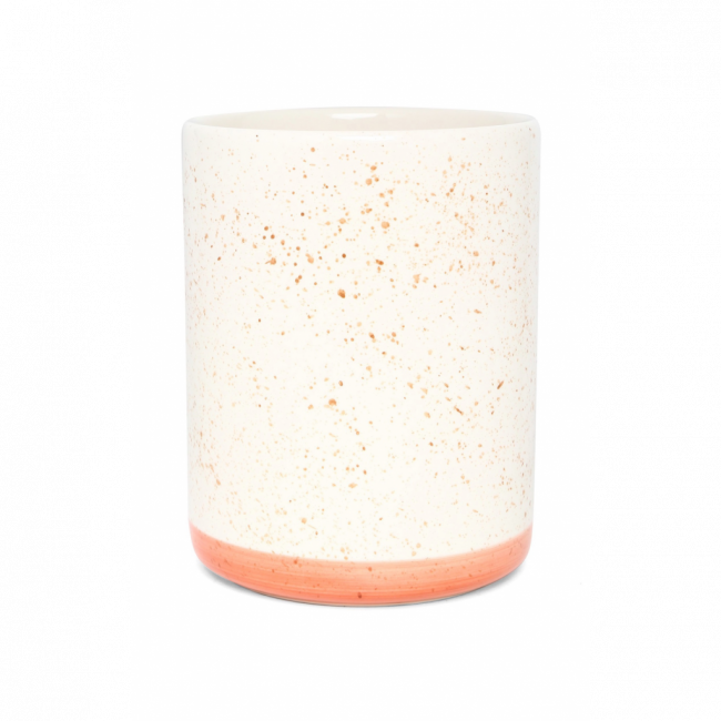 Vaso em cerâmica, bege e coral 25cm Altura