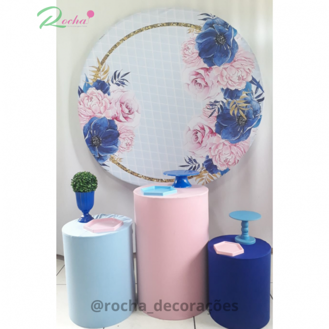 FLORAL ROSA E AZUL - KIT41124